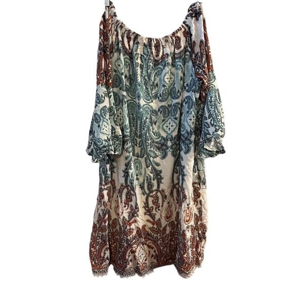 EST. 1946 Plus Size 22 Boho Chic Paisley Off-Shoulder Dress Multicolor - Picture 12 of 16
